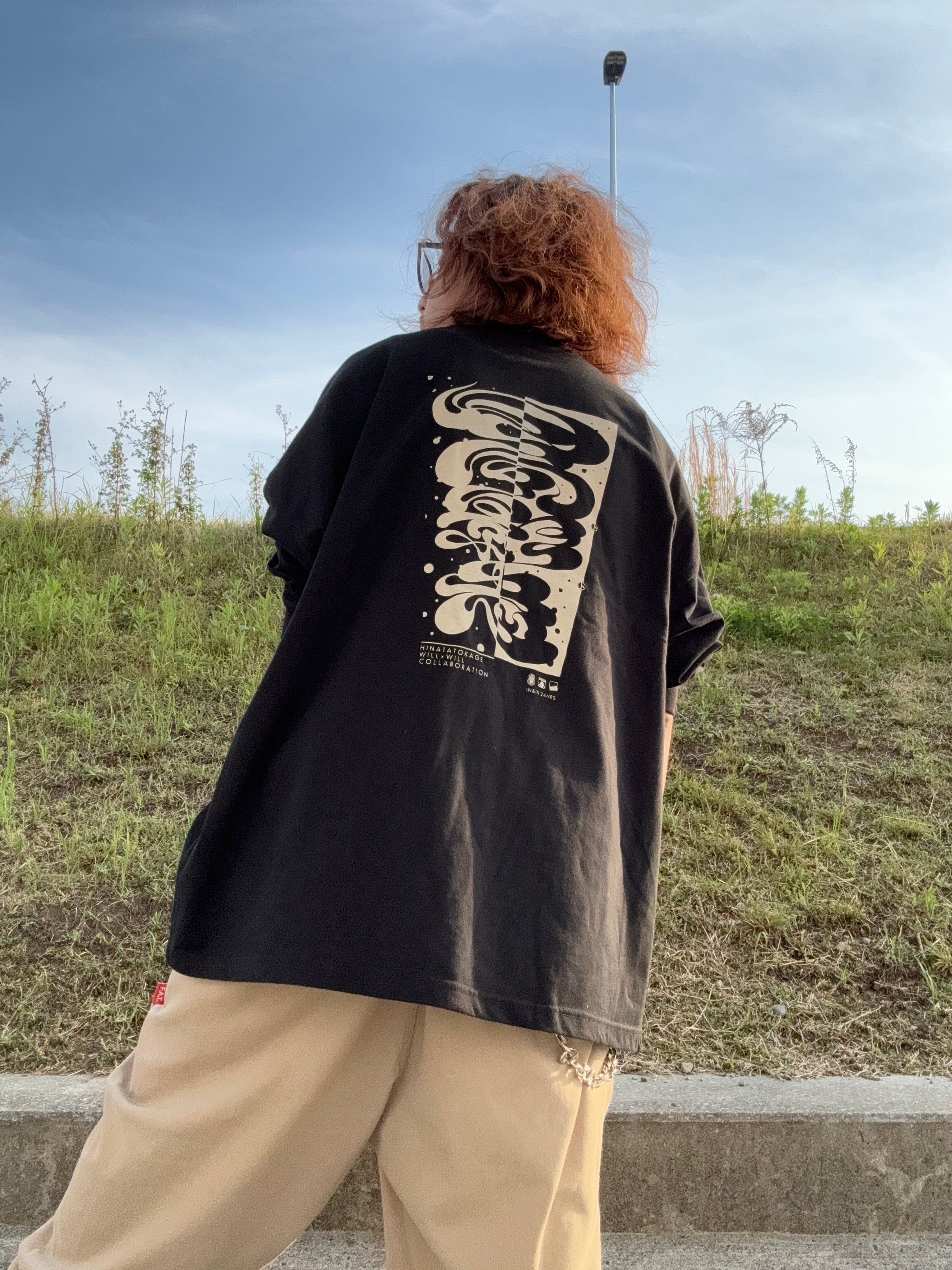 【ヒナタトカゲ×WillxWillコラボ 日向ト影ト志 ロンT Black 】