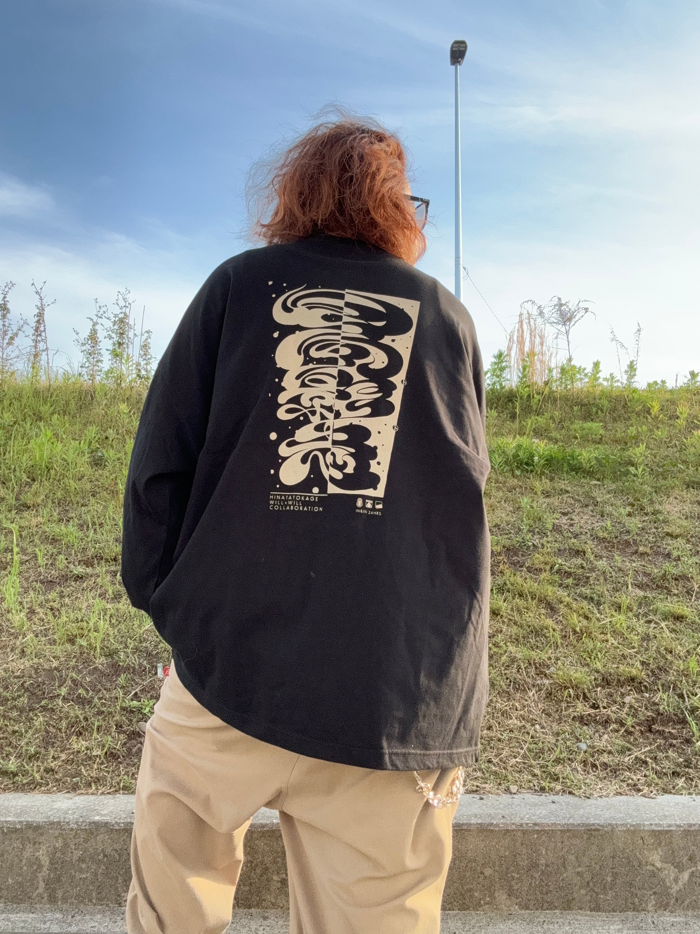 【ヒナタトカゲ×WillxWillコラボ 日向ト影ト志 ロンT Black 】